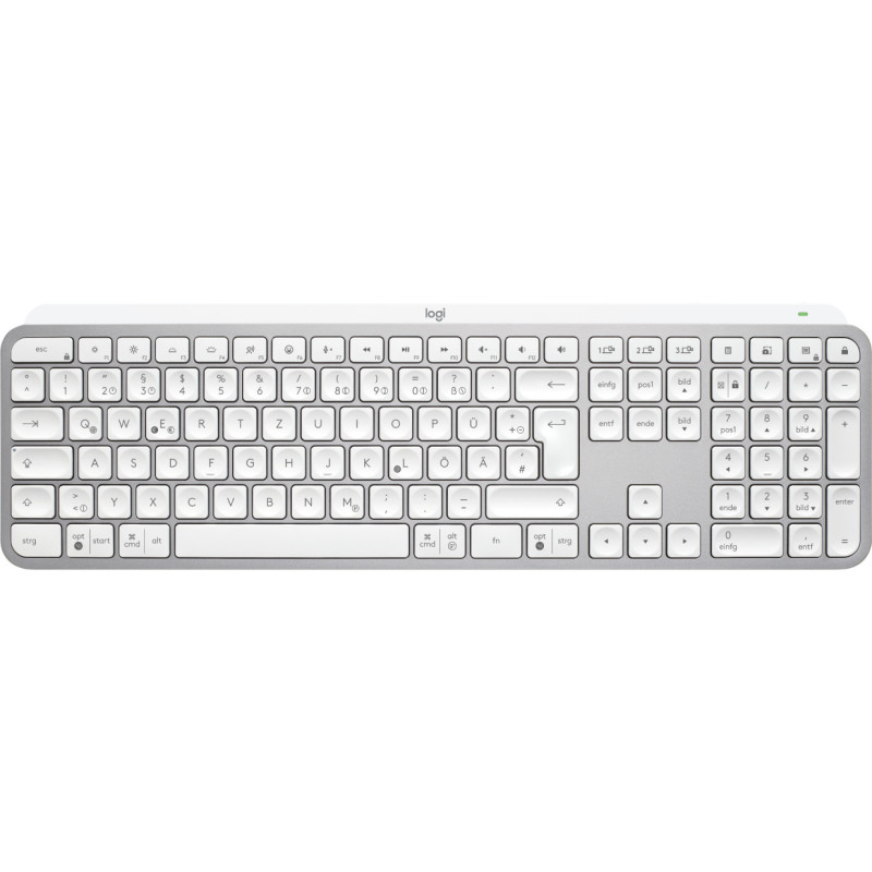 Logitech MX Keys S tastiera Universale RF senza fili + Bluetooth QWERTZ Tedesco Alluminio, Bianco