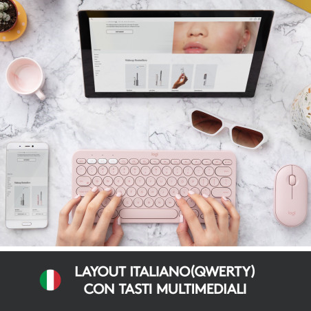 Logitech K380 Multi-Device Tastiera Bluetooth Wireless, Design Easy-Switch, Sottile, Portatile, 2 Anni di Batteria, Funziona