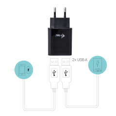 i-tec CHARGER2A4B Caricabatterie per dispositivi mobili Telefono cellulare Nero AC Interno