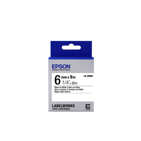 Epson Nastro fondo Standard Bianco per testo Nero 6 9 LK-2WBN