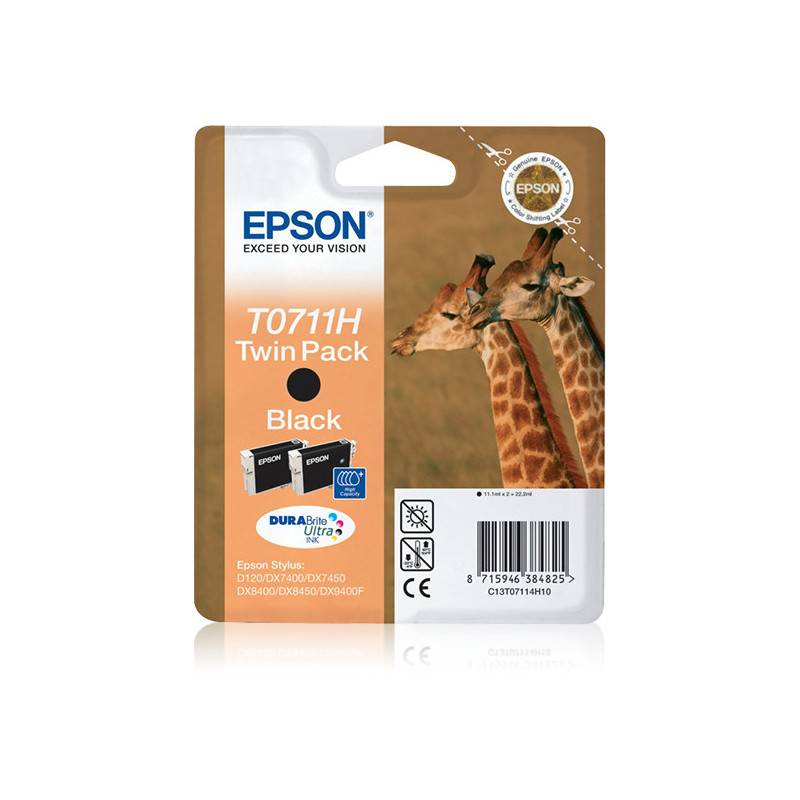 Epson Giraffe Confezione doppia Nero T0711H Inchiostri DURABrite Ultra