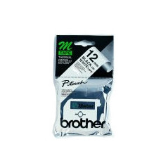 Brother Labelling Tape - 12mm, Black White, Blister nastro per etichettatrice M