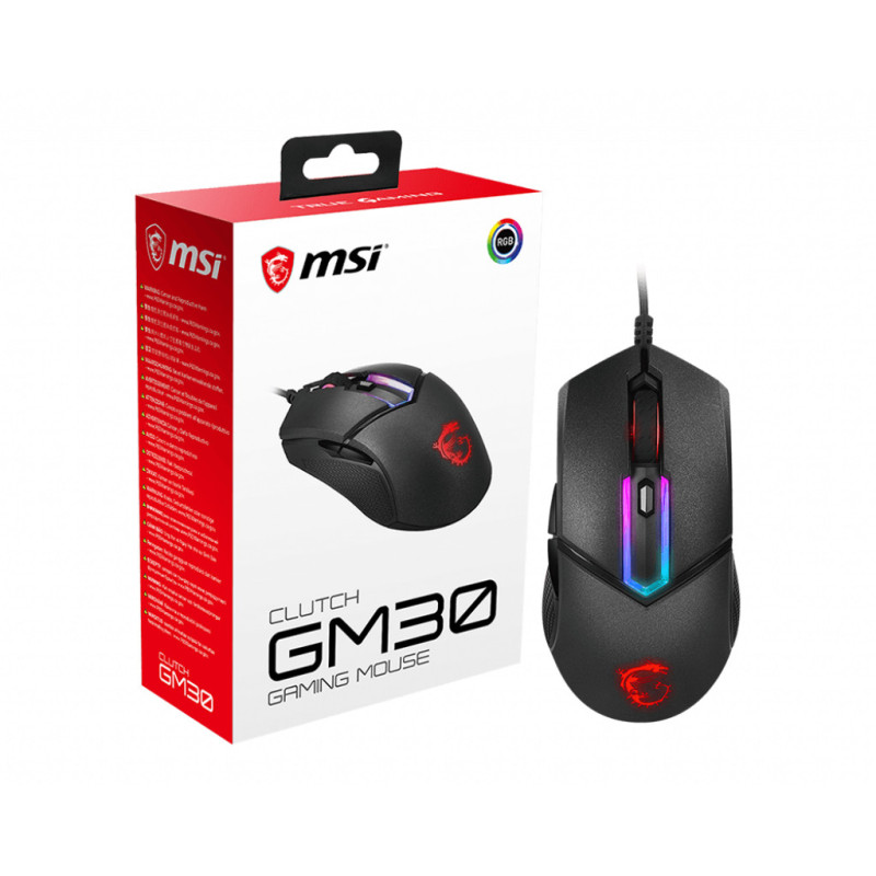 MSI Clutch GM30 mouse Giocare Mano destra USB tipo A Ottico 6200 DPI