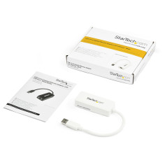 StarTech.com Adattatore USB 3.0 a Ethernet Gigabit (RJ45) - Scheda di rete NIC esterna con porta USB integrata - Bianco