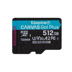 Kingston Technology Scheda microSDXC Canvas Go Plus 170R A2 U3 V30 da 512GB + adattatore