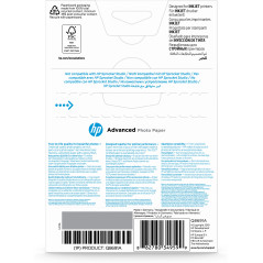 HP Confezione da 25 fogli di carta fotografica Advanced, lucida, 250 g m2, 10 x 15 cm (101 x 152 mm)