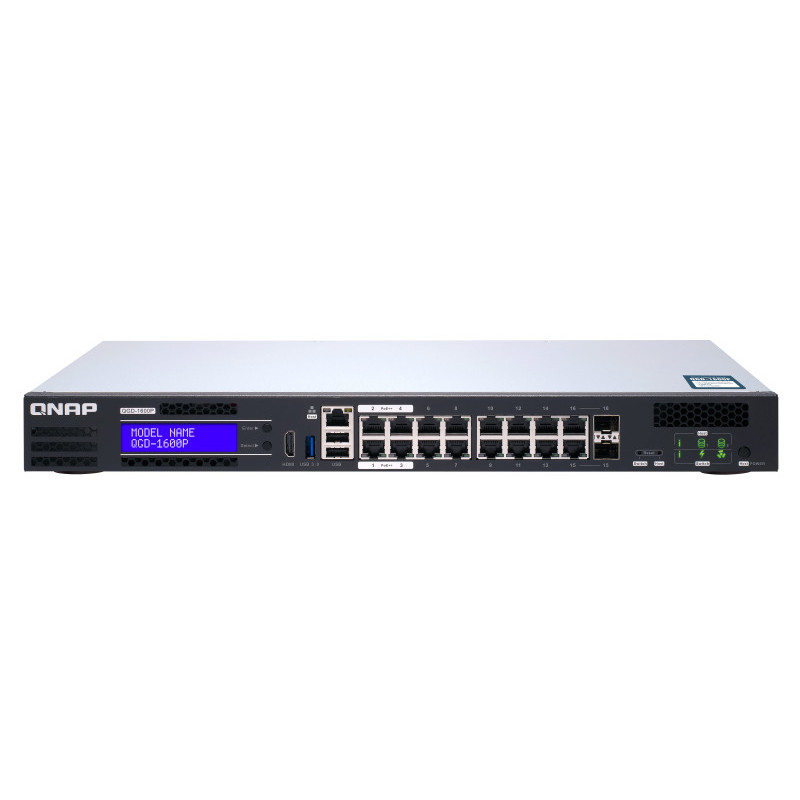 QNAP QGD-1600P Gestito Gigabit Ethernet (10/100/1000) Supporto Power over Ethernet (PoE) 1U Nero, Grigio