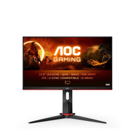 AOC G2 Q24G2A/BK LED display 60,5 cm (23.8") 2560 x 1440 Pixel Quad HD LCD Nero, Rosso