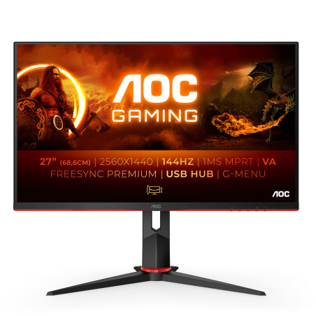 AOC G2 Q27G2U BK Monitor PC 68,6 cm (27") 2560 x 1440 Pixel Quad HD LED Nero, Rosso