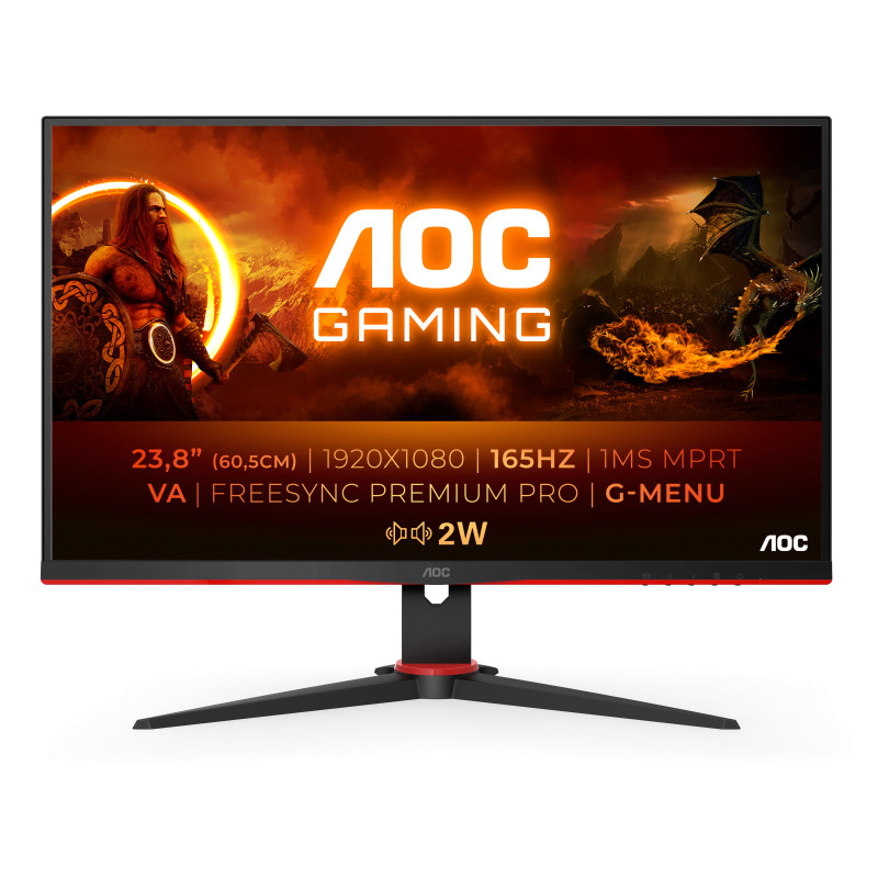 AOC 24G2SAE/BK Monitor PC 60,5 cm (23.8") 1920 x 1080 Pixel Full HD Nero, Rosso