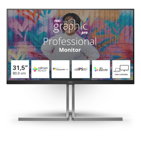 AOC U32U3CV Monitor PC 80 cm (31.5") 3840 x 2160 Pixel 4K Ultra HD LCD Nero