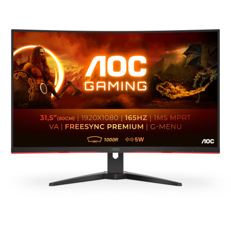 AOC G2 C32G2AE BK LED display 80 cm (31.5") 1920 x 1080 Pixel Full HD Nero, Rosso