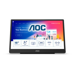 AOC 16T2 Monitor PC 39,6 cm (15.6") 1920 x 1080 Pixel Full HD LED Touch screen Nero