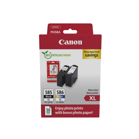 Canon PG-585XL/CL-586 PVP cartuccia d'inchiostro 2 pz Originale Resa elevata (XL) Nero, Ciano, Magenta, Giallo