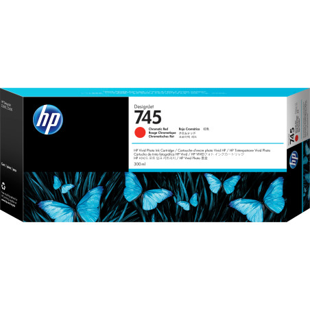 HP Cartuccia Inchiostro Rosso cromatico DesignJet 745, 300 ml