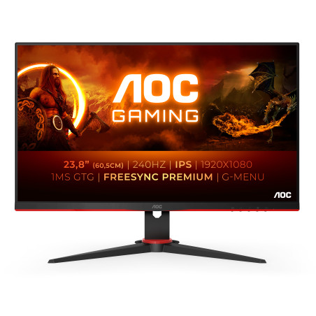 AOC G2 24G2ZE BK LED display 60,5 cm (23.8") 1920 x 1080 Pixel Full HD Nero, Rosso