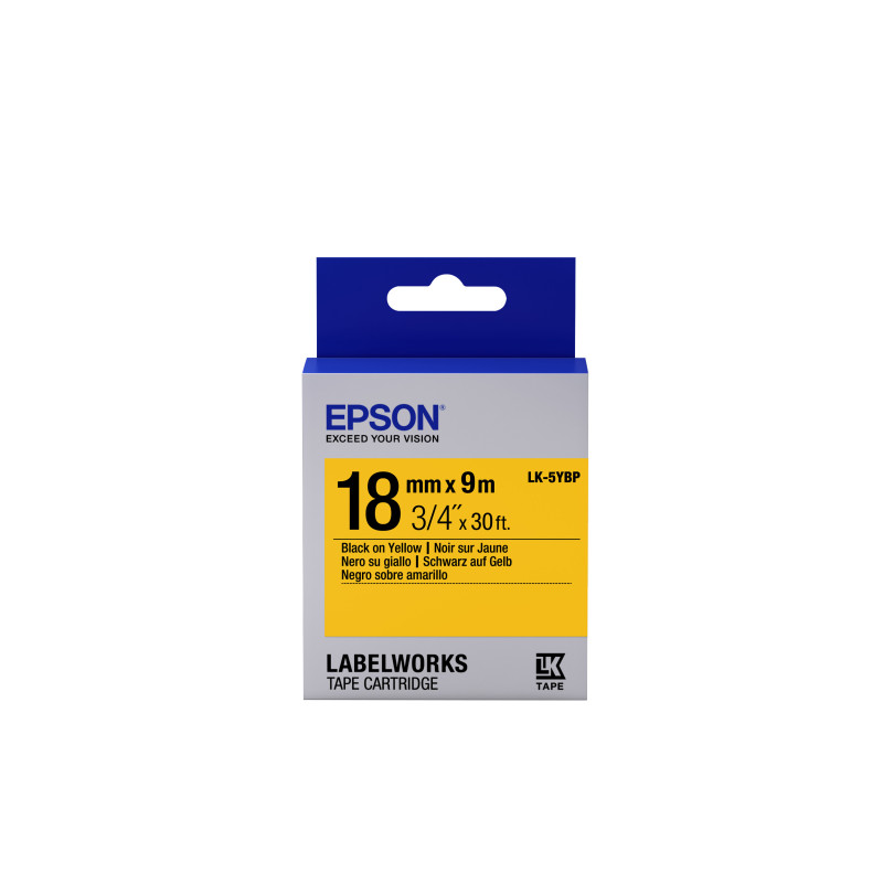 Epson Nastro fondo Pastello Giallo per testo Nero 18/9 LK-5YBP