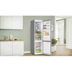 Bosch Serie 6 KGN394ICF Frigorifero combinato da libera installazione 203 x 60 cm Acciaio spazzolato anti-impronta Classe C