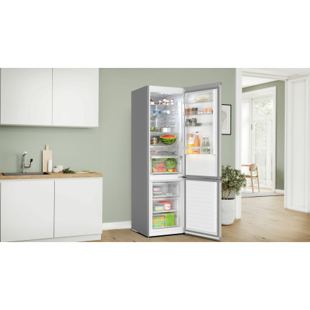 Bosch Serie 6 KGN394ICF Frigorifero combinato da libera installazione 203 x 60 cm Acciaio spazzolato anti-impronta Classe C