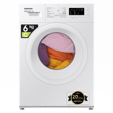 Samsung WW60A3120WE ET lavatrice slim a caricamento frontale 6 kg Classe C 1200 giri min, Porta bianca + Panel bianco