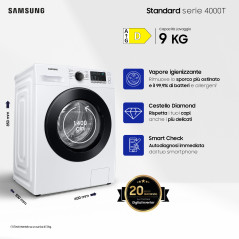 Samsung WW90T4040CE ET lavatrice a caricamento frontale Crystal Clean™ 9 kg Classe D 1400 giri min, Porta nera + Panel nero