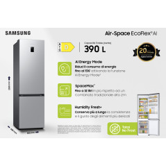 Samsung Frigorifero Combinato EcoFlex AI 2m 390L RB38C774DSA