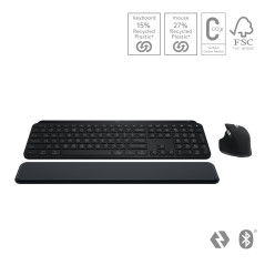 Logitech MX Keys S Combo tastiera Mouse incluso Ufficio RF senza fili + Bluetooth AZERTY Belga Grafite