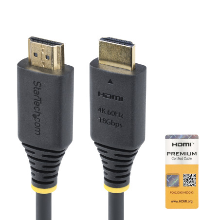 StarTech.com Cavo HDMI ad alta velocità certificato Premium da 50cm, 4K 60Hz 1440p 144Hz, HDR10 HDCP 2.2 ARC, 18Gbps, cavo UHD