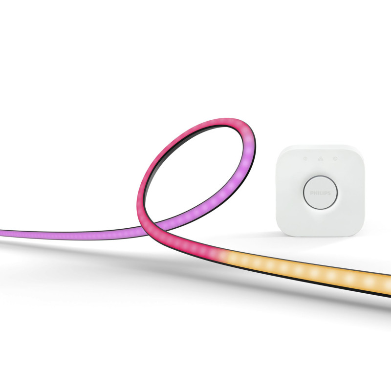 Philips Hue White and Color Ambiance Lightstrip Gradient per PC 24 -27" Confezione da 3 strisce Starter kit + Hue Bridge