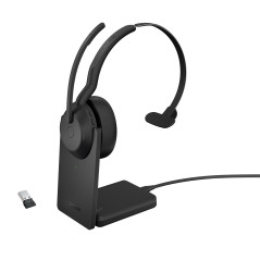 Jabra 25599-889-989 cuffia e auricolare Con cavo e senza cavo A Padiglione Ufficio Bluetooth Base di ricarica Nero