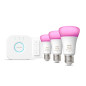 Philips Hue White and Color ambiance Starter Kit Bridge + 3 Lampadine Smart E27 75W+ Dimmer Switch