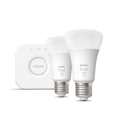 Philips Hue White Starter Kit Bridge + 2 Lampadine Smart E27 75W