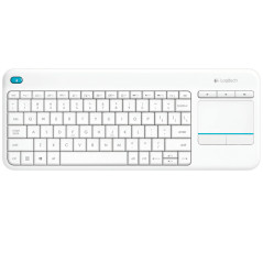 Logitech K400 Plus Tv tastiera Universale RF Wireless QWERTY Spagnolo Bianco