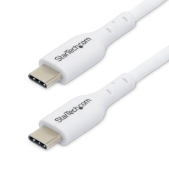 StarTech.com Cavo USB-C bianco da 2m, cavo di ricarica USB 2.0 Tipo-C per laptop, Power Delivery 60W 3A, rivestimento in TPE,