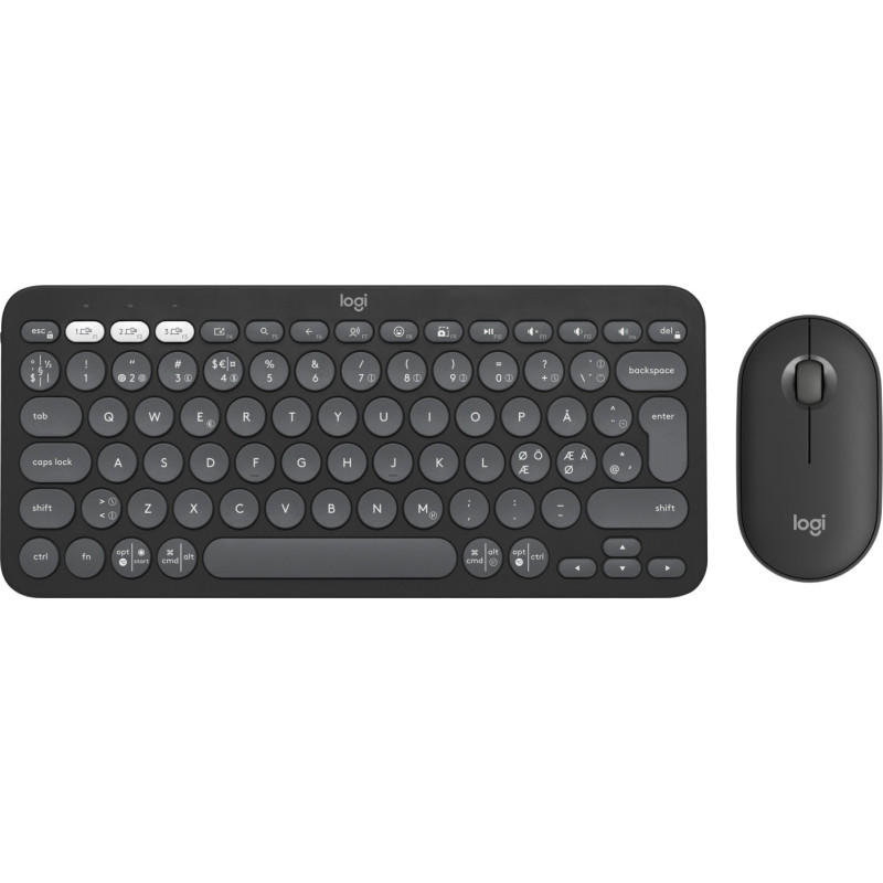 Logitech Pebble 2 Combo tastiera Mouse incluso Universale RF senza fili + Bluetooth QWERTY Danese, Finlandese, Norvegese,