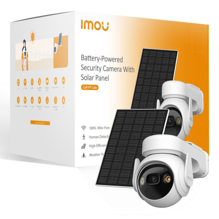 Imou Cell PT Lite Kit - Telecamera da Esterno a batteria con risoluzione 2K (3MP), Rilevamento Movimento Umano, Visione