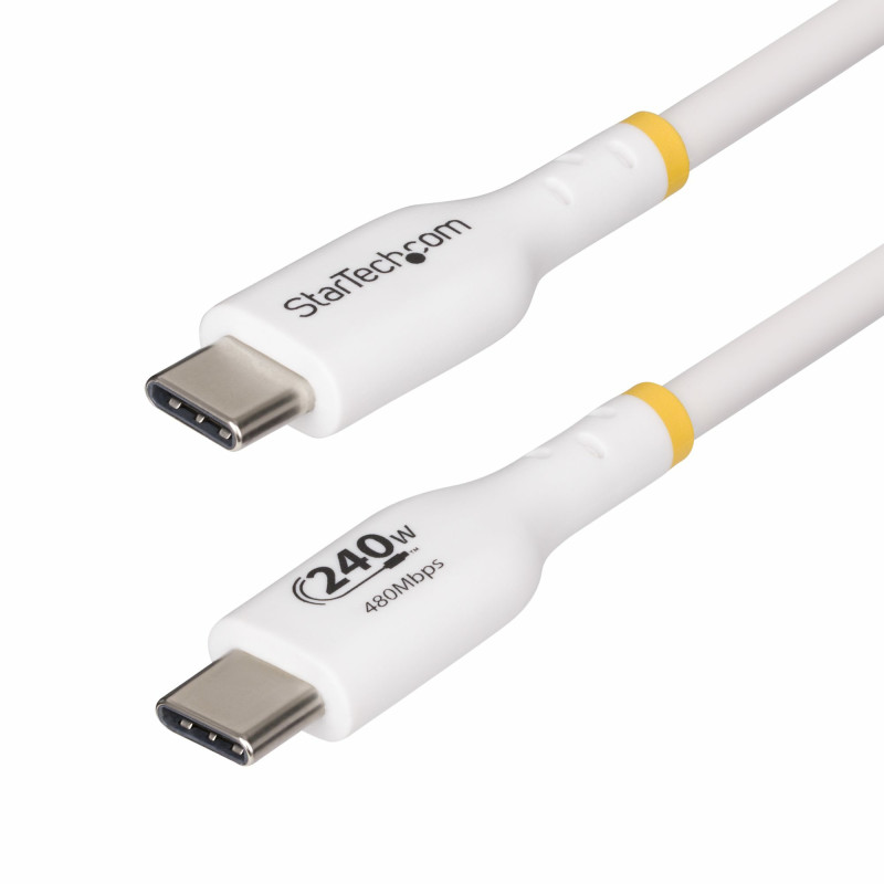 StarTech.com Cavo di ricarica USB-C Bianco da 3m, cavo USB C certificato USB-IF, 240W PD EPR, cavo di ricarica USB 2.0 Tipo-C