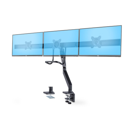 StarTech.com Supporto per 3 monitor da 27" a barra trasversale, VESA 75x75/100x100, regolazioni senza attrezzi, morsetto a