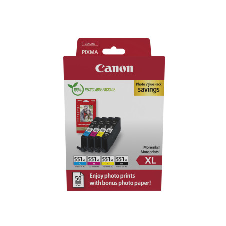 Canon 6443B008 cartuccia d'inchiostro 4 pz Originale Resa elevata (XL) Nero, Ciano, Magenta, Giallo