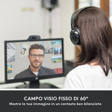 Logitech C505 Webcam HD - Videocamera USB Esterna 720p HD per Desktop o Laptop con Microfono a Lunga Portata, Compatibile con