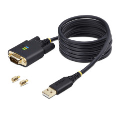 StarTech.com Cavo adattatore da USB a seriale da 2 m, ritenzione COM, viti dadi intercambiabili, da USB-A a DB9 RS232, IC FTDI,