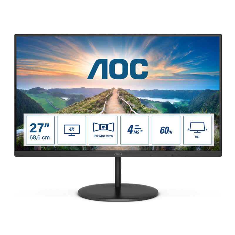 AOC V4 U27V4EA Monitor PC 68,6 cm (27") 3840 x 2160 Pixel 4K Ultra HD LED Nero