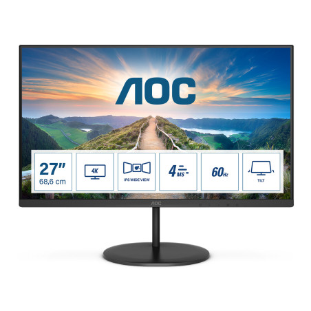 AOC V4 U27V4EA Monitor PC 68,6 cm (27") 3840 x 2160 Pixel 4K Ultra HD LED Nero