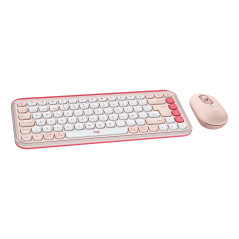 Logitech POP Icon Combo tastiera Mouse incluso Universale Bluetooth QWERTY Spagnolo Rosa, Bianco