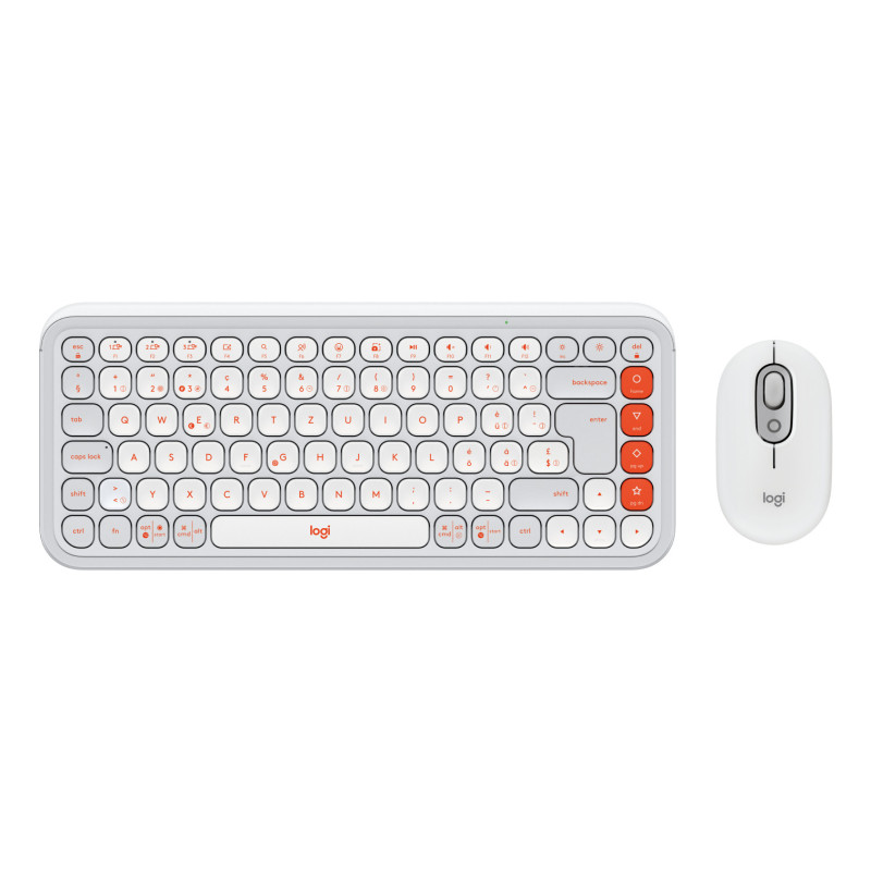 Logitech POP Icon Combo tastiera Mouse incluso Universale Bluetooth QWERTZ Svizzere Arancione, Bianco