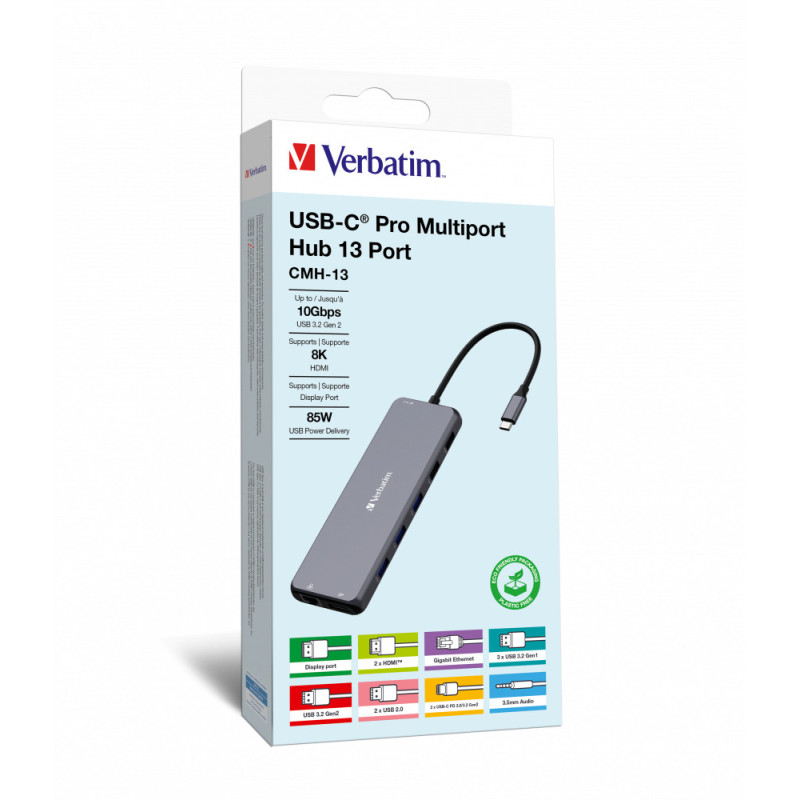 Verbatim CMH-13 USB tipo-C 10000 Mbit/s Argento