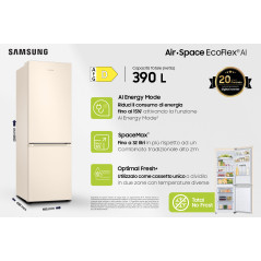 Samsung RB38C603DEL frigorifero Combinato EcoFlex AI Libera installazione con congelatore Wifi 2m 390 L Classe D, Sabbia