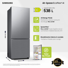 Samsung RB53DG706CS9 Libera installazione 538 L C Metallico, Acciaio inox