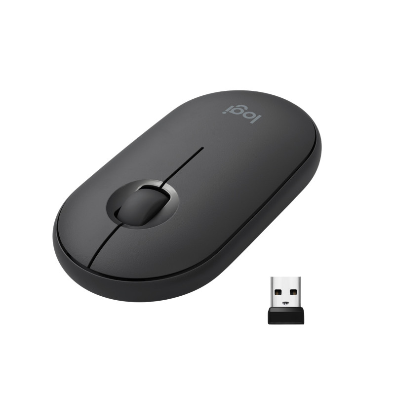 Logitech Pebble, mouse wireless con Bluetooth o ricevitore da 2,4 GHz, mouse per computer con clic silenzioso per laptop,