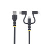 StarTech.com Cavo di Ricarica USB robusto da 1m, Da USB a Lightning/Micro-USB/Tipo-C, certificato Apple MFi, rivestimento in